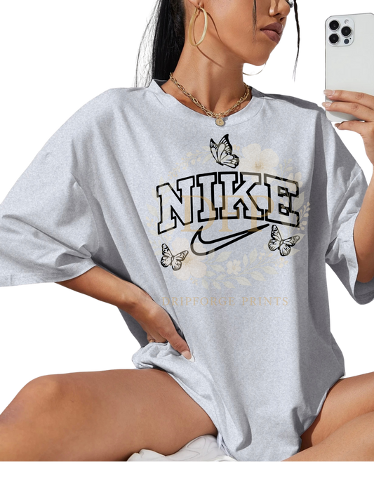(Copy) Floral Nike-Inspired Graphic T-Shirts | Trendy Oversized Tee for Women | Soft Aesthetic Tee with Floral Detail